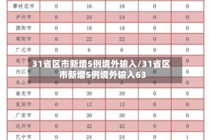 31省区市新增5例境外输入/31省区市新增5例境外输入63