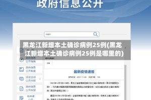黑龙江新增本土确诊病例25例(黑龙江新增本土确诊病例25例是哪里的)