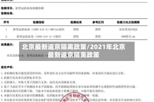 北京最新返京隔离政策/2021年北京最新返京隔离政策